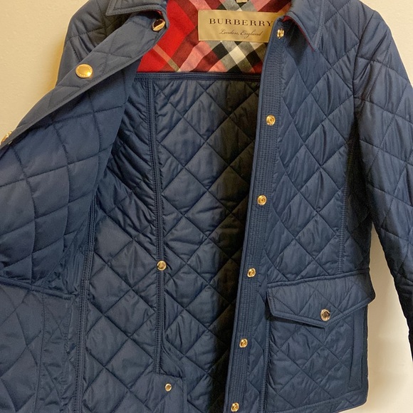 LIKE NEW Burberry Jacket Coat Navy Plaid XS Women’s Ladies rain winter fall - Picture 5 of 7